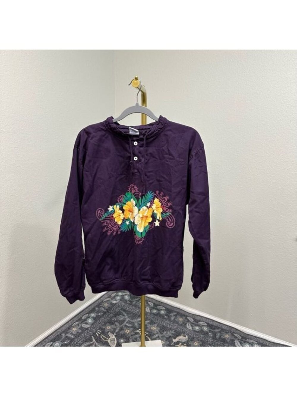 Crazy Shirts Hawaii Purple Pullover Shirt Hibiscus Floral Graphic Womens Small